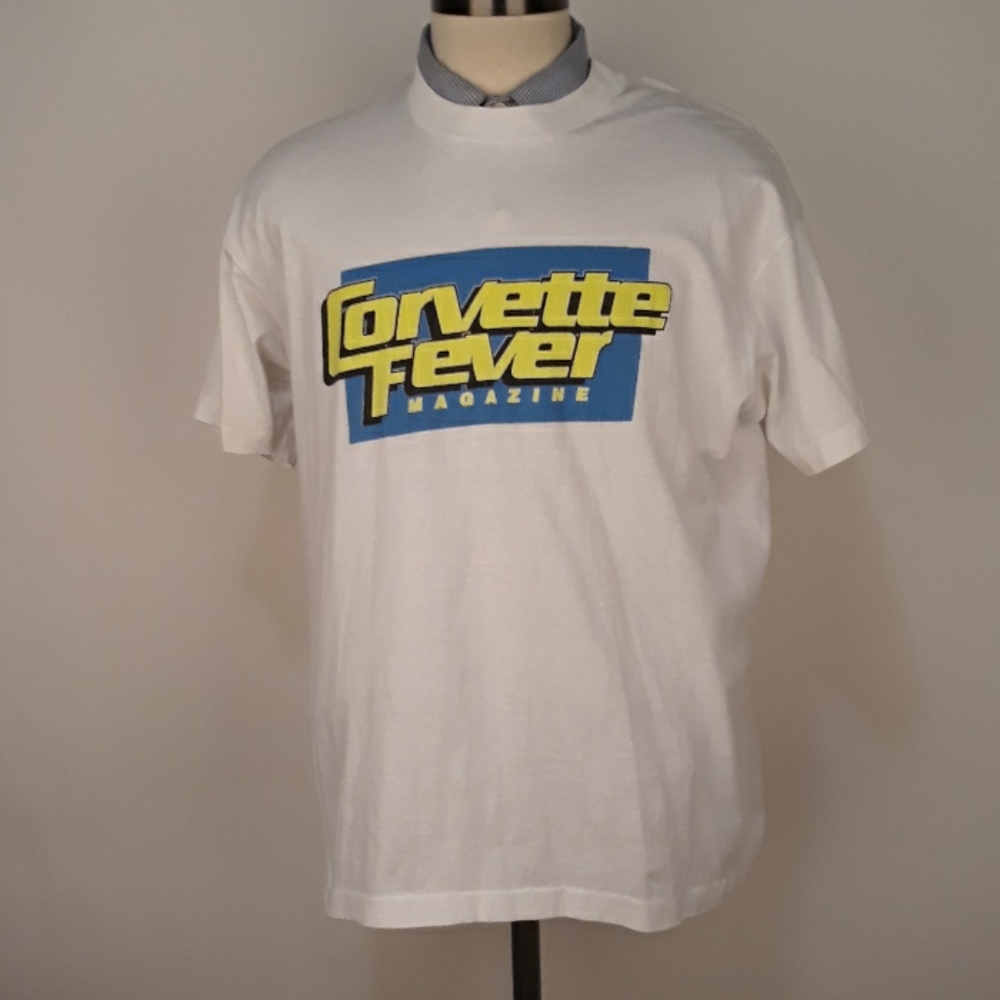 Corvette Fever Magazine White Fruit of the Loom Single Stitch Sz XL T Shirt RARE